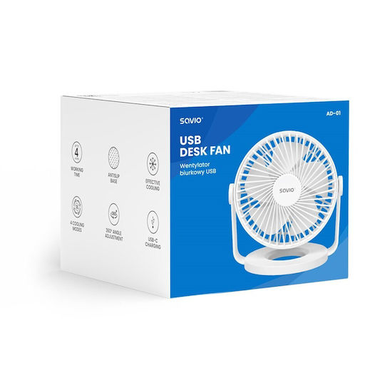Savio Ad-01 USB Ventilator / Elektrischer 5W Weiß