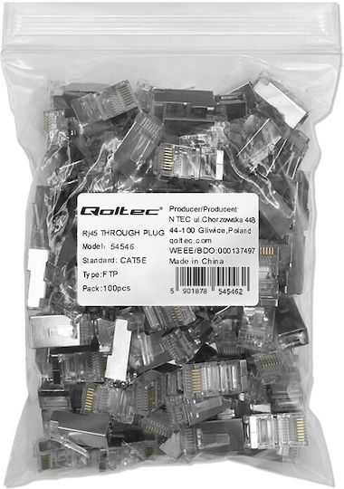 Pass-through Rj45 Connector Cat5e Ftp Gold-plated Contacts 100 Pieces