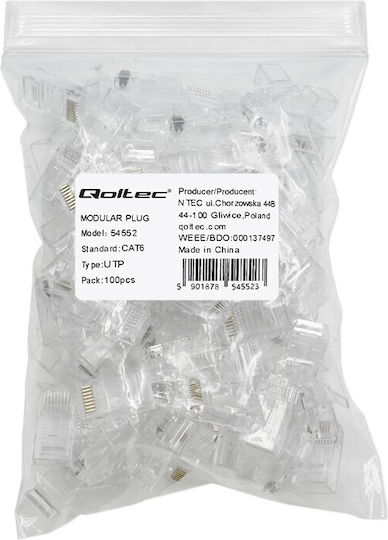 Qoltec Βύσμα RJ-45 male 100τμχ Χρυσό 13848119