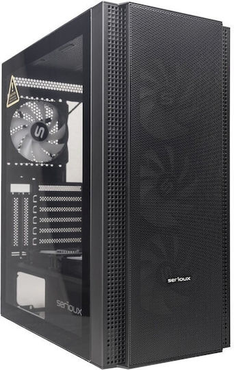 Serioux Quantum Gaming Midi Tower Κουτί Υπολογιστή με Πλαϊνό Παράθυρο και RGB Φωτισμό Μαύρο