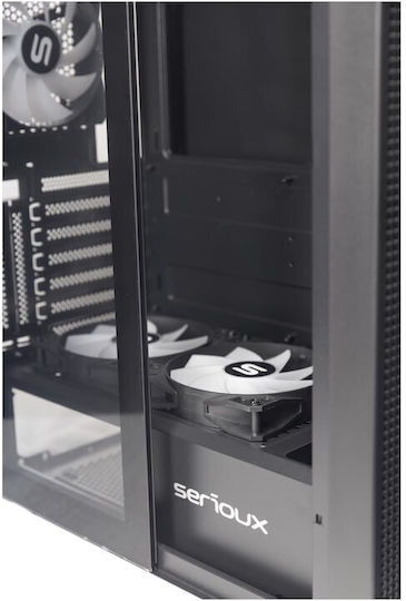 Serioux Quantum Gaming Midi Tower Κουτί Υπολογιστή με Πλαϊνό Παράθυρο και RGB Φωτισμό Μαύρο
