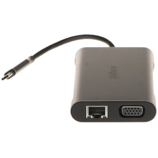 Dahua USB-C Докинг станция с HDMI 4K PD Етърнет Сив (000000000000713327)