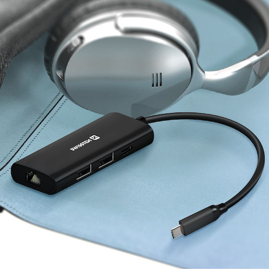 Swissten USB-C Docking Station με HDMI 4K PD Ethernet Μαύρο (44040203)
