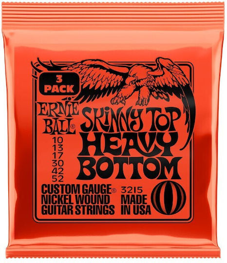 Ernie Ball Slinky Nickel Wound Set of Electric Guitar Strings Nickel Wound 10 - 52 Skinny Top Heavy Bottom (3 Pieces)
