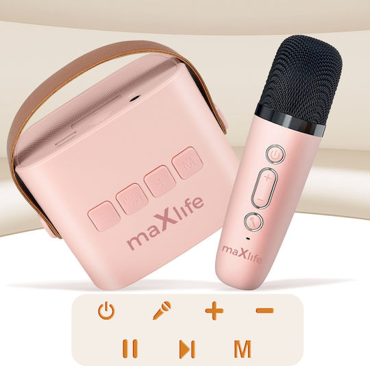 Maxlife Ηχείο Karaoke με Ασύρματο Μικρόφωνο και Εφέ Φωτισμού MXKS-100 Ροζ