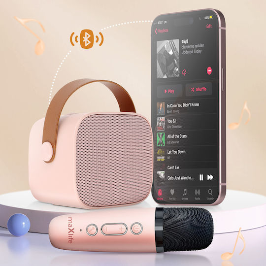 Maxlife Ηχείο Karaoke με Ασύρματο Μικρόφωνο και Εφέ Φωτισμού MXKS-100 Ροζ