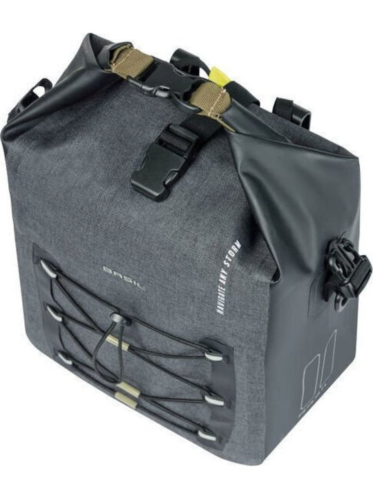 Basil Navigator Storm Single Pannier Bag Mik Side M 12-15 L Mik System Ready To Go Waterproof Gray Black New