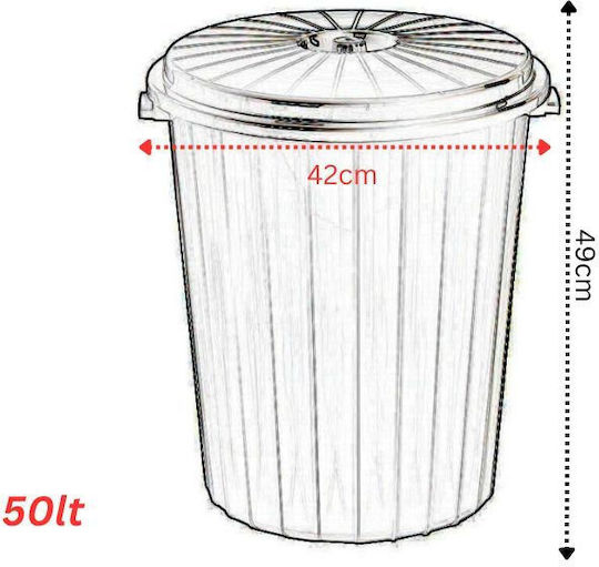 Plastic Waste Bin 50lt Gray