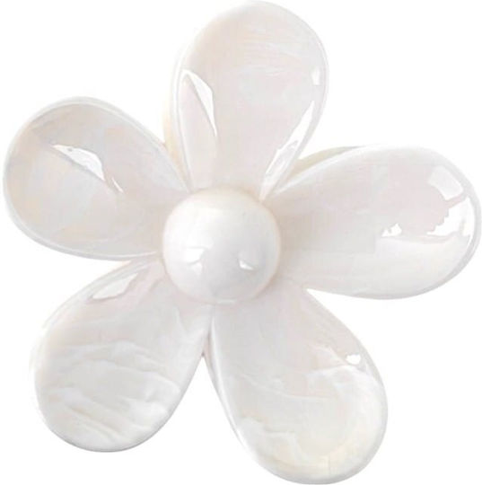 Hair Clip Xl Clamp Flower Marmurek White 7.5 X 8cm Sp379b