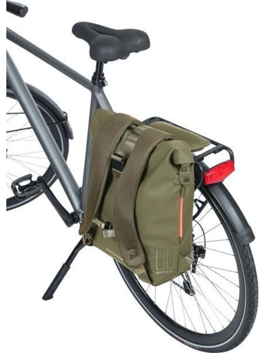 Basil Bicycle Bag Basil Soho Backpack Nordlicht17l Hook-on System Waterproof Polyester Lighting Moss Green New 2024