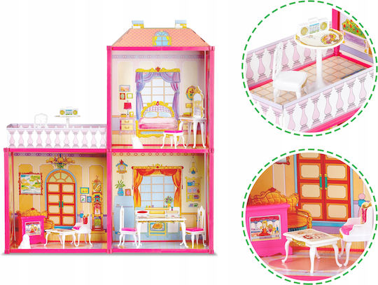 Puppenhausmöbel Terrasse Idealstore Himbeervilla Abmessungen 76 x 77 x 23 cm Ausgestattet mit 100 spezifischen Elementen Faltbar in 2 Varianten Material Karton