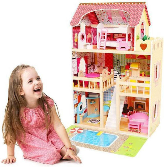 Căsuță de joacă pentru copii Bigshot Bsa333emc cu piscină 3 nivele 5 camere terasă 16 piese de mobilier 90 x 60 x 33 cm multicoloră