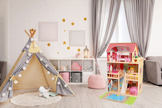 Căsuță de joacă pentru copii Bigshot Bsa333emc cu piscină 3 nivele 5 camere terasă 16 piese de mobilier 90 x 60 x 33 cm multicoloră