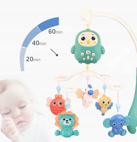 Multifunctional Interactive Happy Bed Bell Idealstore 360 Rotation Light Sound Effects Lullabies Animal Stories Detachable Rattles Remote Control Included