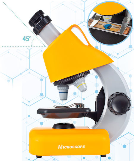 Microscop Științific Multifuncțional pentru Copii Idealstore Dimensiuni 16 X 10 X 22.5 Cm Include 3 Lentile de Mărire Numeroase Accesorii Iluminare cu Lumină LED Înălțime Reglabilă Cutie de Transport