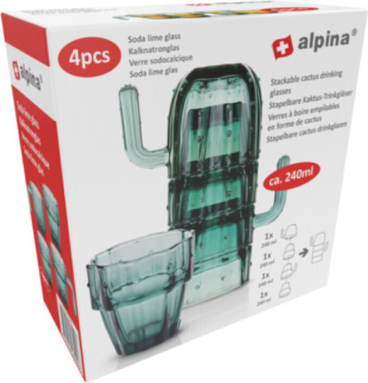 Alpina Appliances Set Brillen Wasser Glas Grüne 240ml 4Stücke