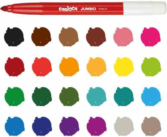 Carioca Jumbo Washable Drawing Markers 6mm Thick Set 24pcs