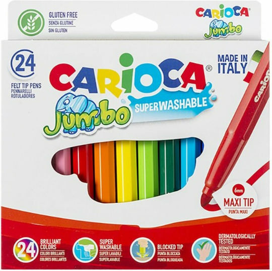 Carioca Jumbo Washable Drawing Markers 6mm Thick Set 24pcs