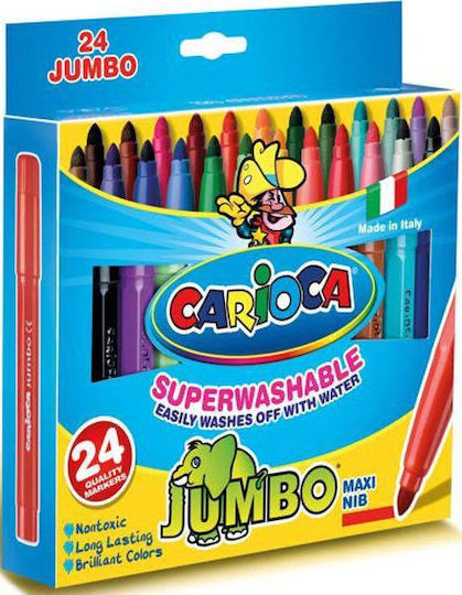 Carioca Jumbo Washable Drawing Markers 6mm Thick Set 24pcs