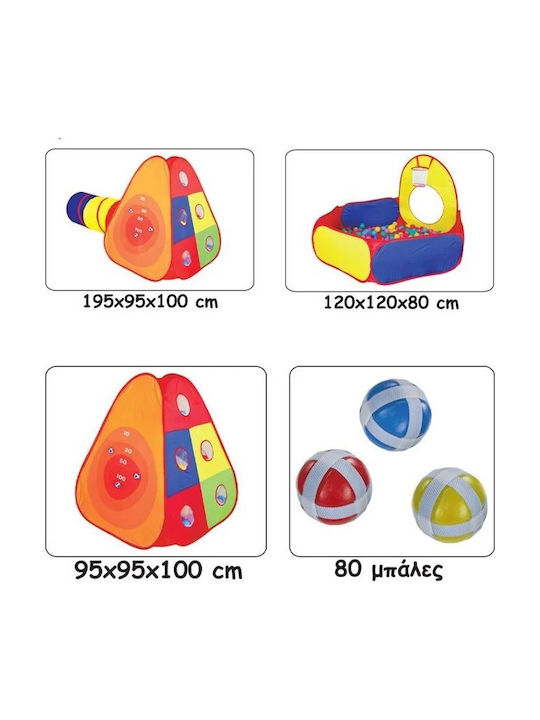 Cort de Joacă pentru Copii Tunel Loc de Joacă 80 Bile Iplay 200 300 X 120 X 100 Cm Multicolor