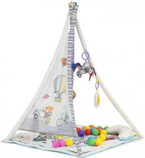 Игрална палатка с постелка и 20 цветни топки Ecotoys играчки Cc8734 сива