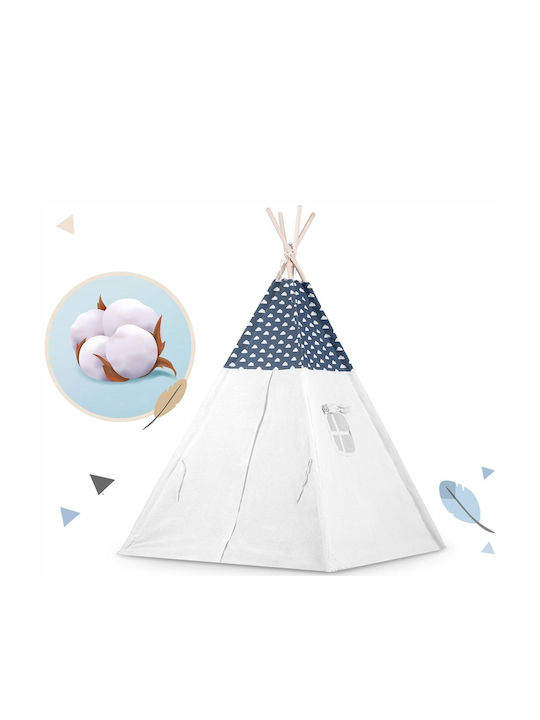 Spielzelt Lichter Idealstore Tipi-Modell Naturbaumwolle Kissen Isoliermatte Stabile Struktur Verschiebbare Wände Aufbewahrungshülle Blau Weiß Farbe
