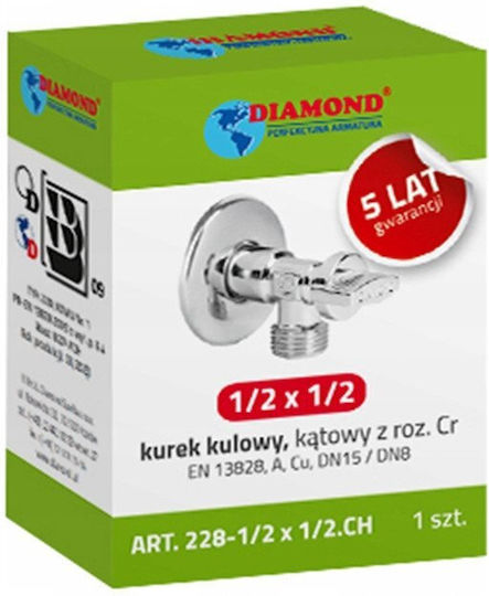 Diamond Βάνα / Διακόπτης Γωνιακός 1/2"x3/8"