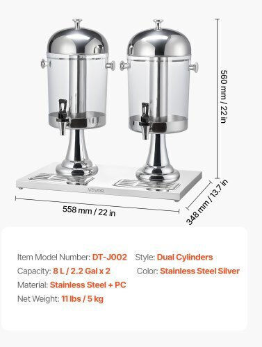 Vevor Double Beverage Dispenser 2x8L