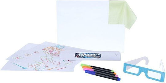 Tablă de desen iluminată 3D pentru copii Happy Drawn Idealstore Dimensiune 25 X 19 cm Include tablă transparentă, suport iluminat, markere, ochelari 3D, șabloane de desen