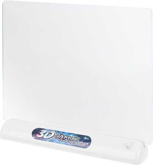 Tablă de desen iluminată 3D pentru copii Happy Drawn Idealstore Dimensiune 25 X 19 cm Include tablă transparentă, suport iluminat, markere, ochelari 3D, șabloane de desen