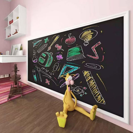 Black School Board Self-adhesive Chalk Idealstore Writing Drawing Includes White Colored Chalk Easy To Stick Reusable Quick Cleaning Water Resistant Develops Child's Creativity