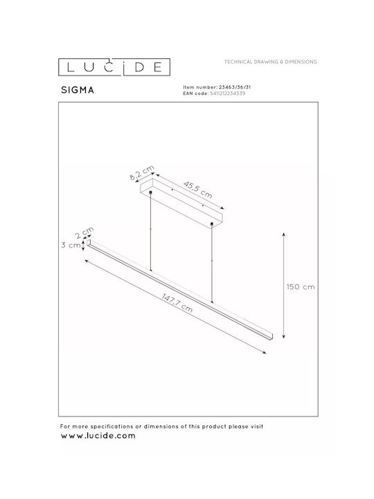 Lucide Lightning Pendant Light White