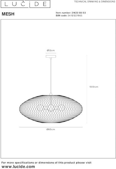 Lucide Lightning Mesh Hängelampe Gold 85x85cm.