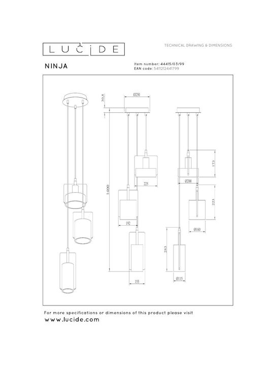 Lucide Lightning Ninja Κρεμαστό Φωτιστικό Πολύχρωμο