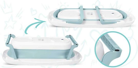 Superbath Termometru LCD Cadă pentru Bebeluşi Idealstore Pliabilă Senzor de Temperatură Picioare Rezistente Finisaj Antiderapant Design Ergonomic Sarcină Maximă 45 Kg Albastru