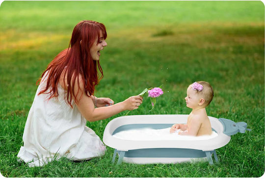Superbath Termometru LCD Cadă pentru Bebeluşi Idealstore Pliabilă Senzor de Temperatură Picioare Rezistente Finisaj Antiderapant Design Ergonomic Sarcină Maximă 45 Kg Albastru