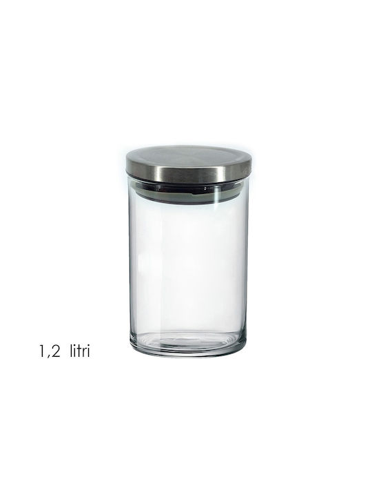 ArteLibre ArteLibre Lebensmittelgläser & Behälter Getreideglas mit luftdichtem Deckel Metallisch Transparent 1900ml Stück