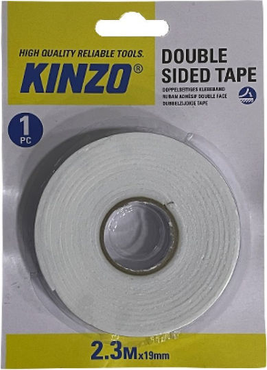 Kinzo White Αυτοκόλλητη Ταινία Διπλής Όψης Λευκή 2.3mx19mm