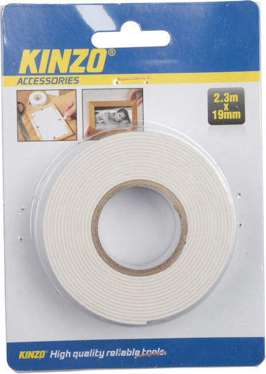 Kinzo White Αυτοκόλλητη Ταινία Διπλής Όψης Λευκή 2.3mx19mm