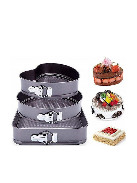 General Trade Formă de Patiserie pentru Chec Rotund din Aluminiu cu Bază Detașabilă 3buc