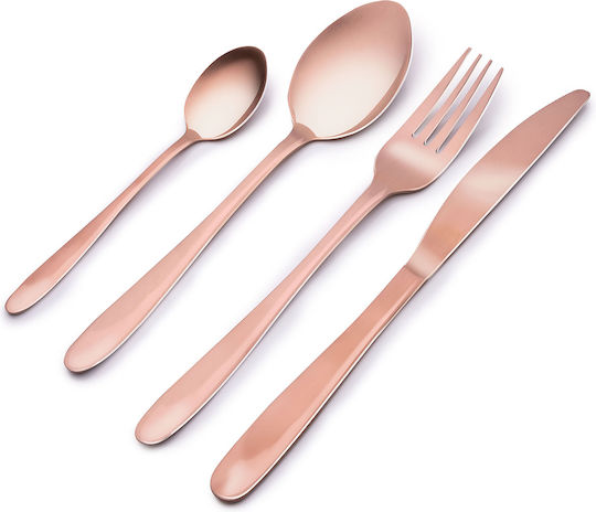 Bakaji 16-Piece Stainless Steel 18/10 Copper Cutlery Set