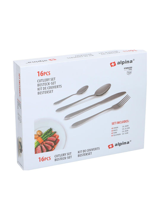 Alpina Appliances Besteckset Edelstahl Silber 16Stück