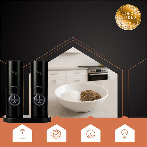 Ruhhy Set Electric Râșnițe Condimente Ceramice în Culoare Negru 2buc