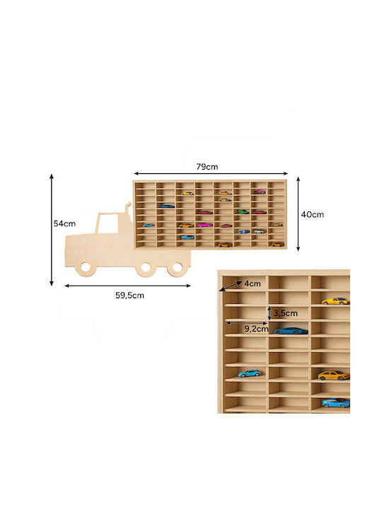 Wooden Vehicle Shelf Truck Shape 80 Cars 79x40 Cm Aria Trade