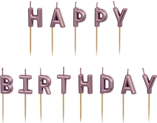 Birthday Candles "Happy Birthday" Pink-Gold Pink Colour Option