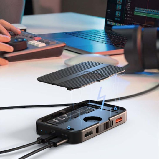 Icy Box USB-C Docking Station με SSD Enclosure Μαύρο (IB-DK4071M-CU31)