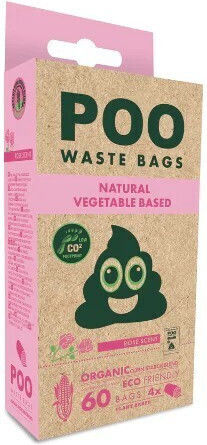 Торбички за кучешки изпражнения Poo Bio 60 бр. - аромат на роза