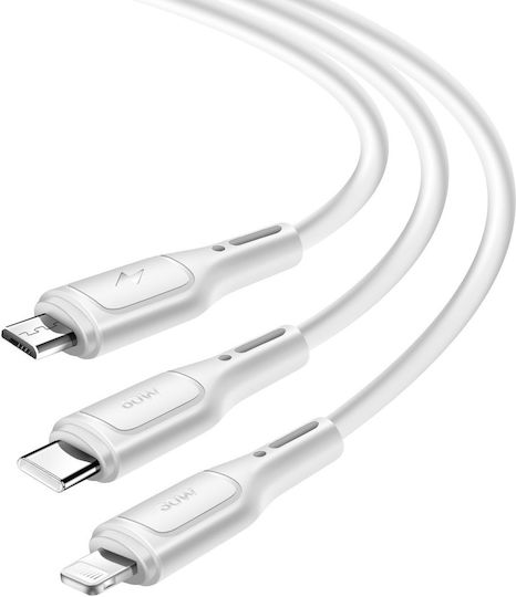 Wiwu Data Regular USB to micro USB / Lightning Cable Λευκό 1m