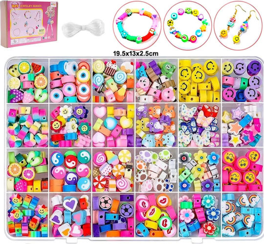 Schmuckperlen-Set Idealstore Enthält 480 Bunte Elemente in Verschiedenen Formen Transparenter Faden Hakenclips Schmuck Ohrringe Aufbewahrungsbox Fördert Manuelle Fähigkeiten