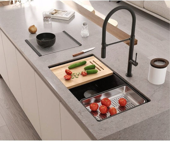 GraniteQ Sub masă Chiuvetă Inox L76xW45cm Maro